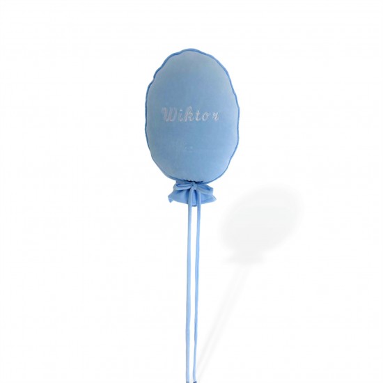 Balon welurowy z haftem - błękit