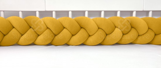 Velur braided crib bumper mustard