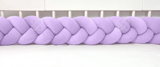 Velur braided crib bumper lavender