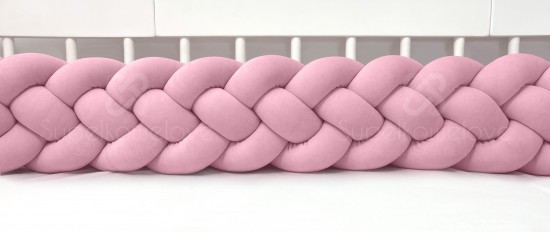 4-bands braided crib bumper dirt pink