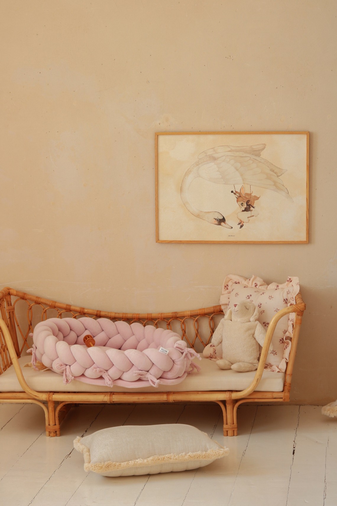 Kokon niemowlęcy welurowy - pudrowy róż