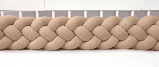 4-bands braided crib bumper caramel