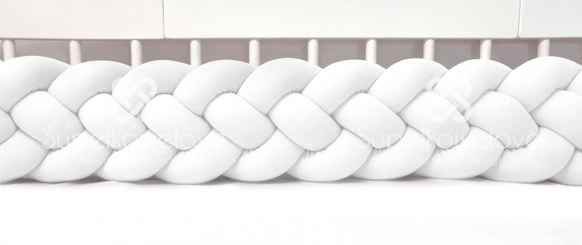 4-bands braided crib bumper white