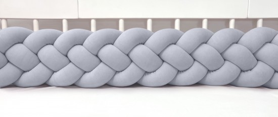 4-bands braided crib bumper grey