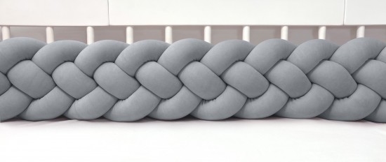 4-bands braided crib bumper dark grey